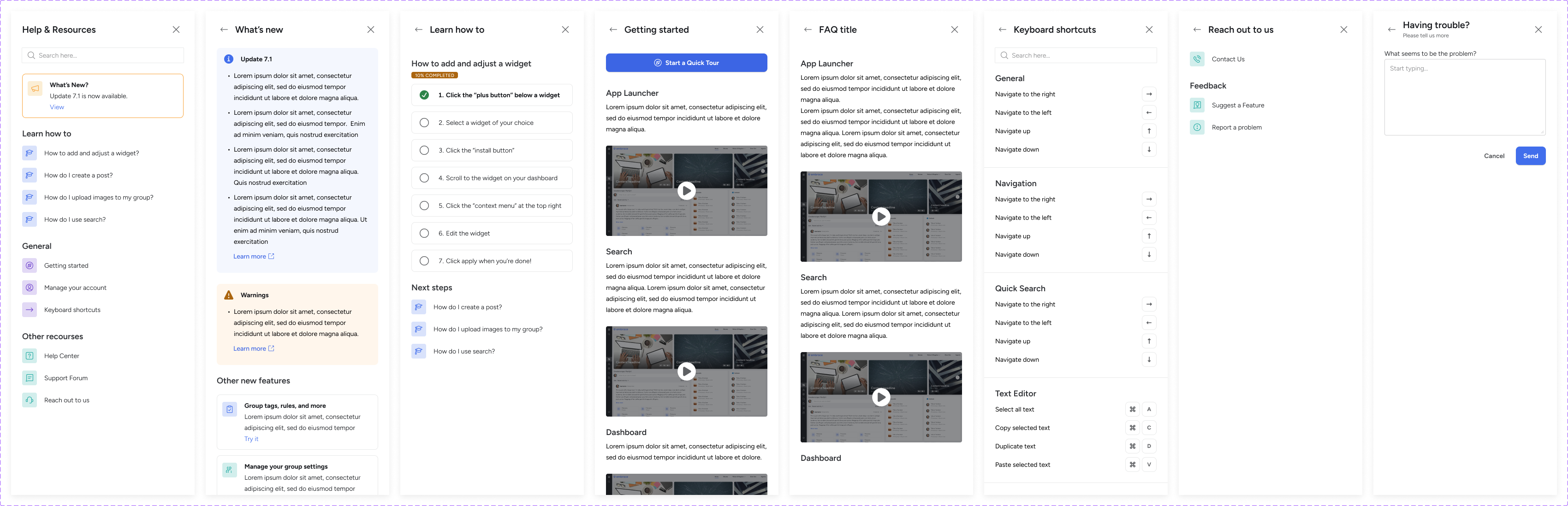 Suite overview with Help Center module